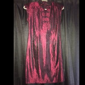 Oriental satin burgundy dress